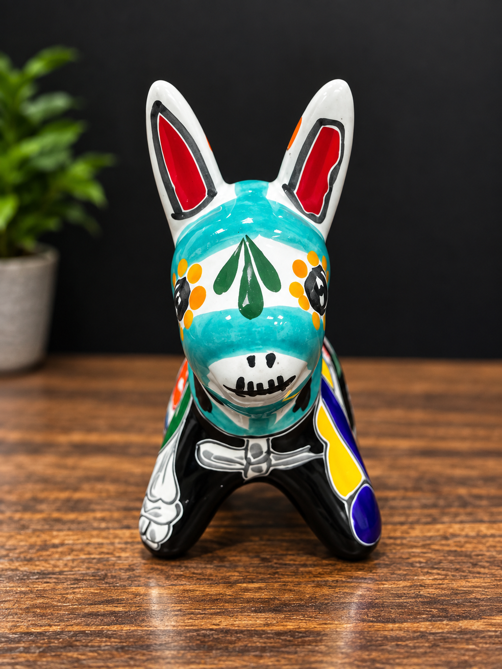 Talavera Mini Donkey - Sugar Skull Design