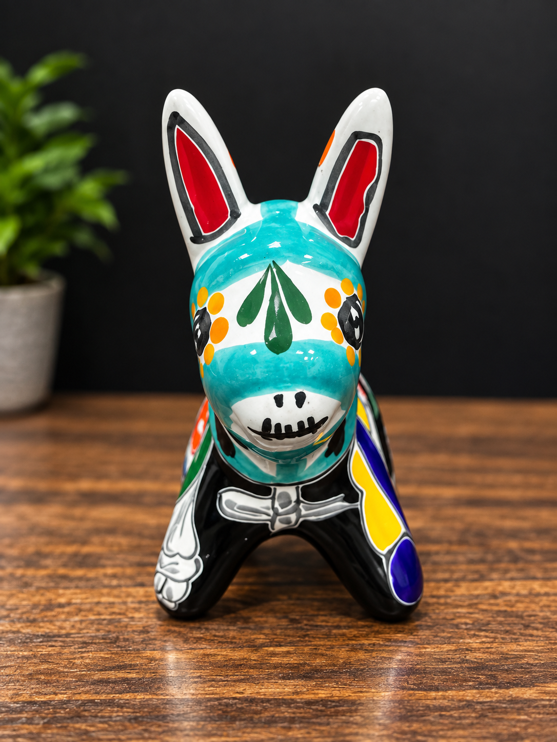 Talavera Mini Donkey - Sugar Skull Design