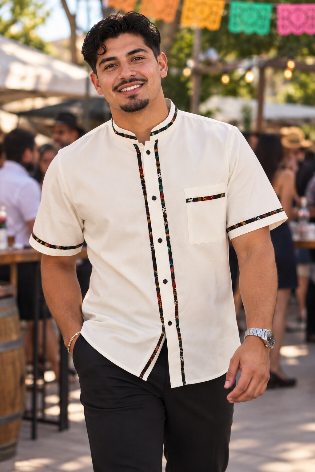 Mexican Guayabera - Cream 100% Manta