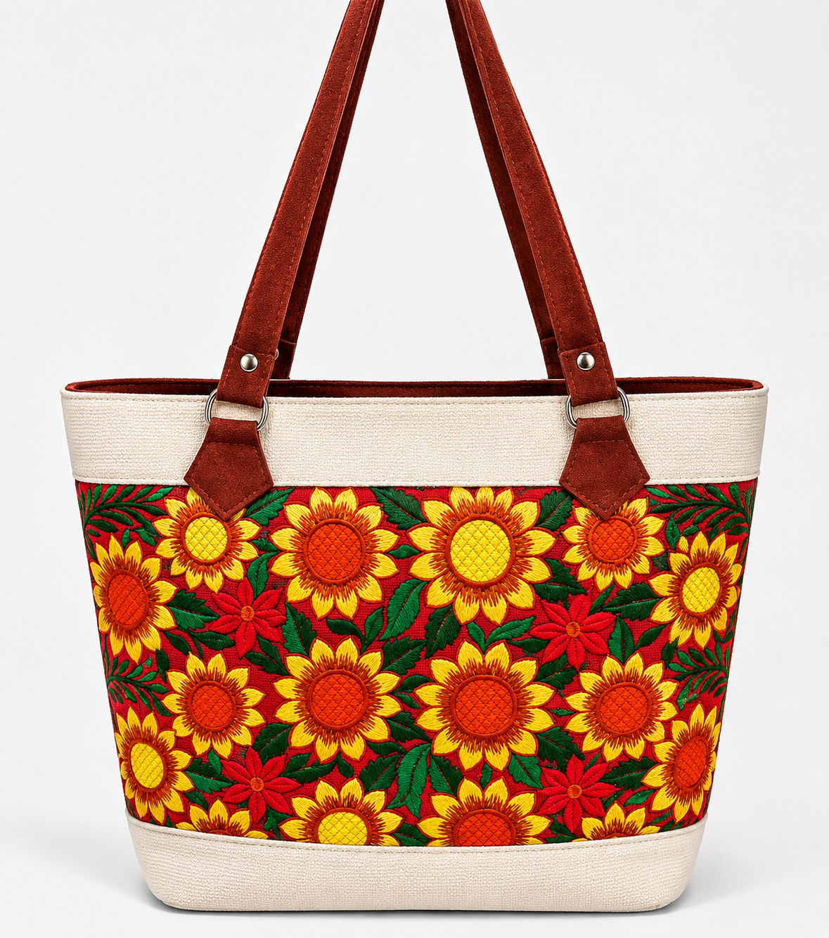 Embroidered Sunflower Purse tote Bag