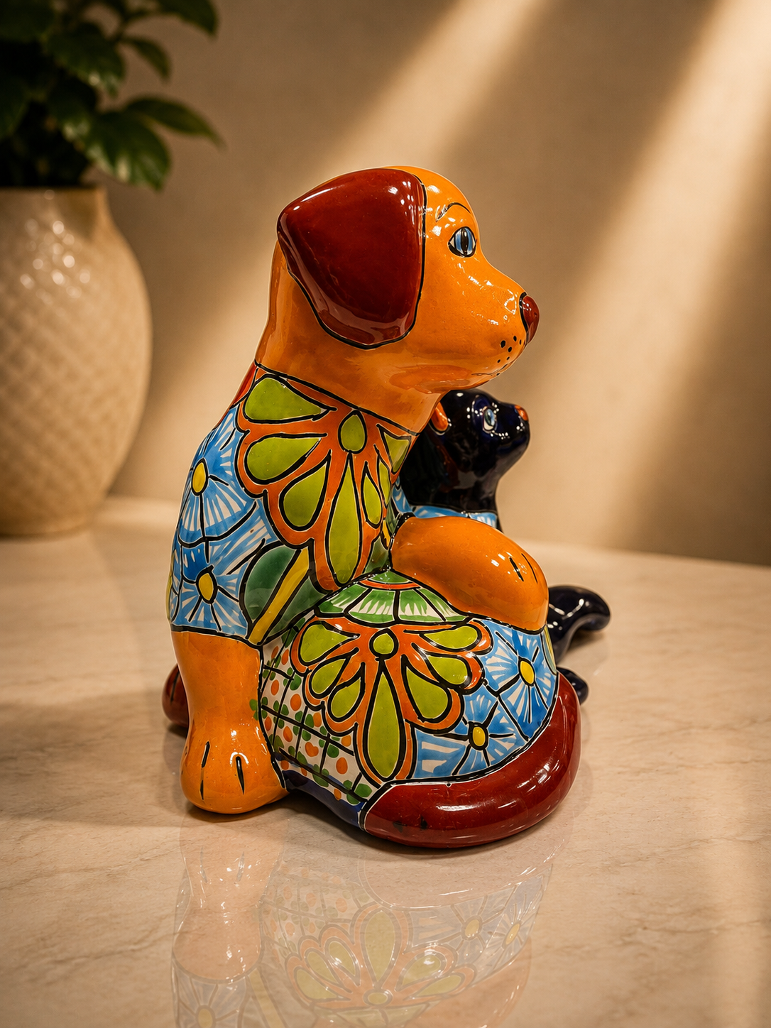 Talavera Dog & Cat Figure