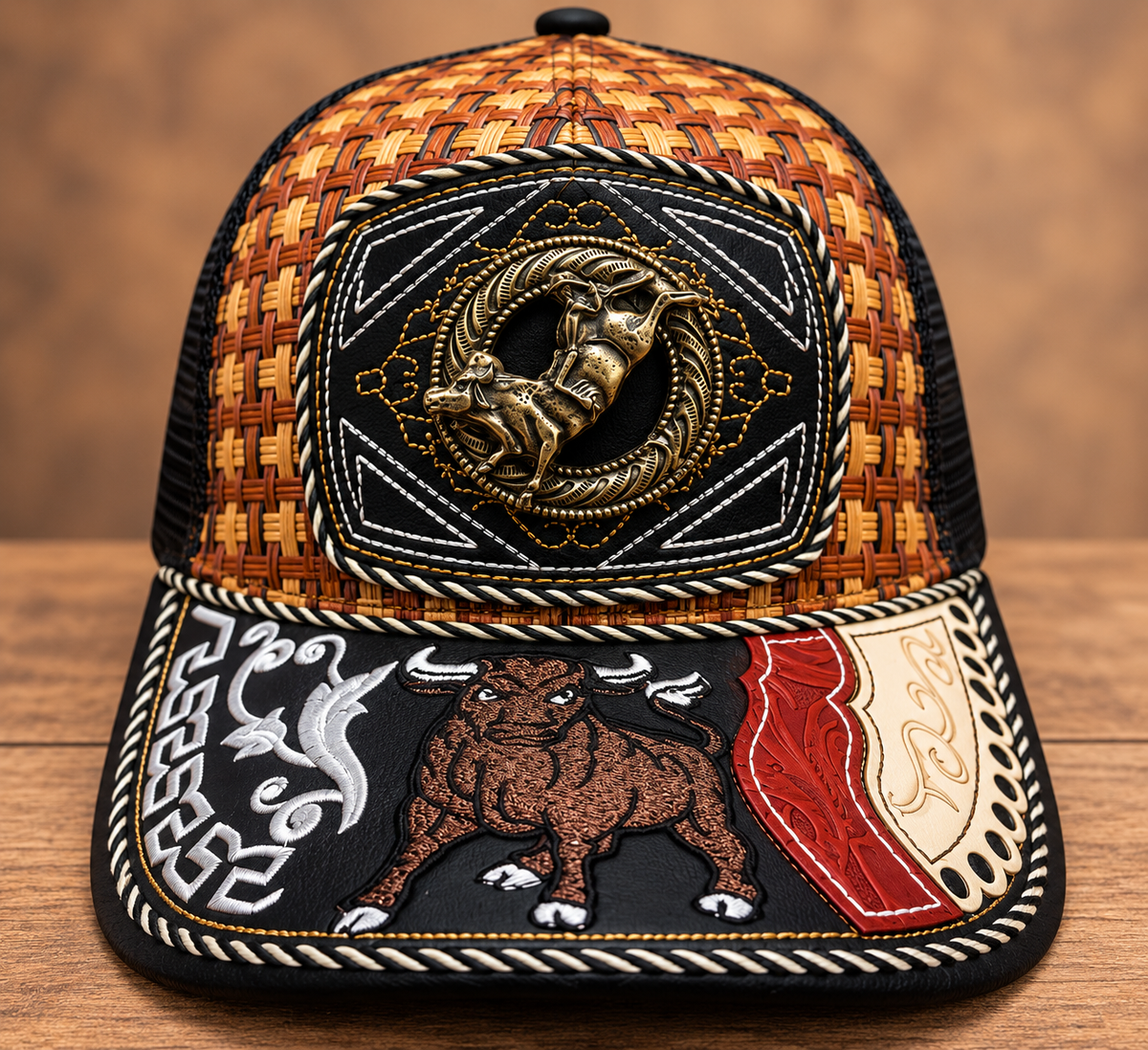 Artiat Western Style Cap Embroidered/Leather