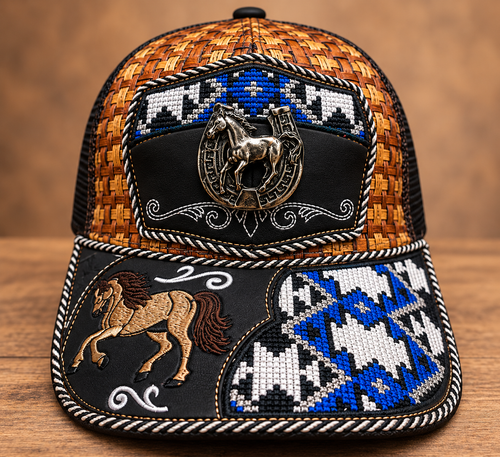 Artiat Western Style Cap Embroidered/Leather