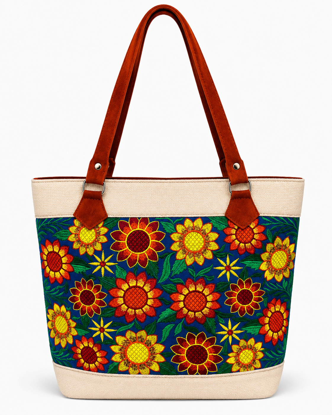 Embroidered Sunflower Purse tote Bag