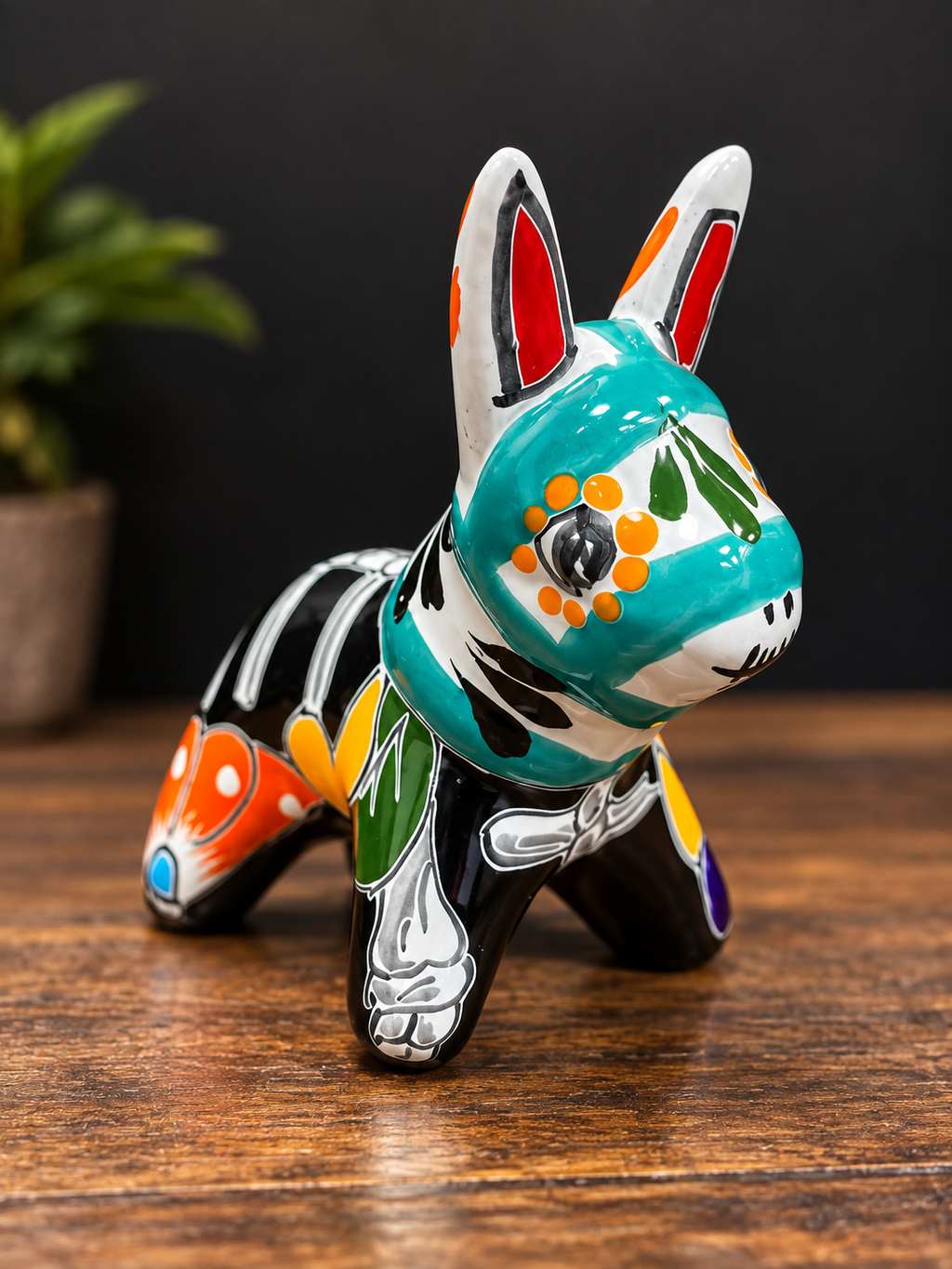Talavera Mini Donkey - Sugar Skull Design