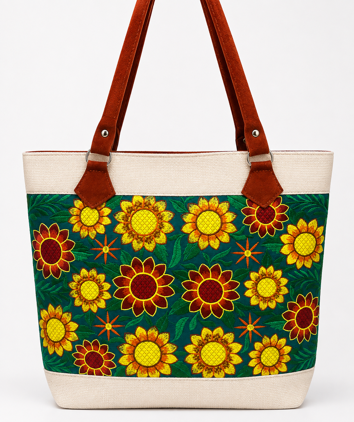 Embroidered Sunflower Purse tote Bag