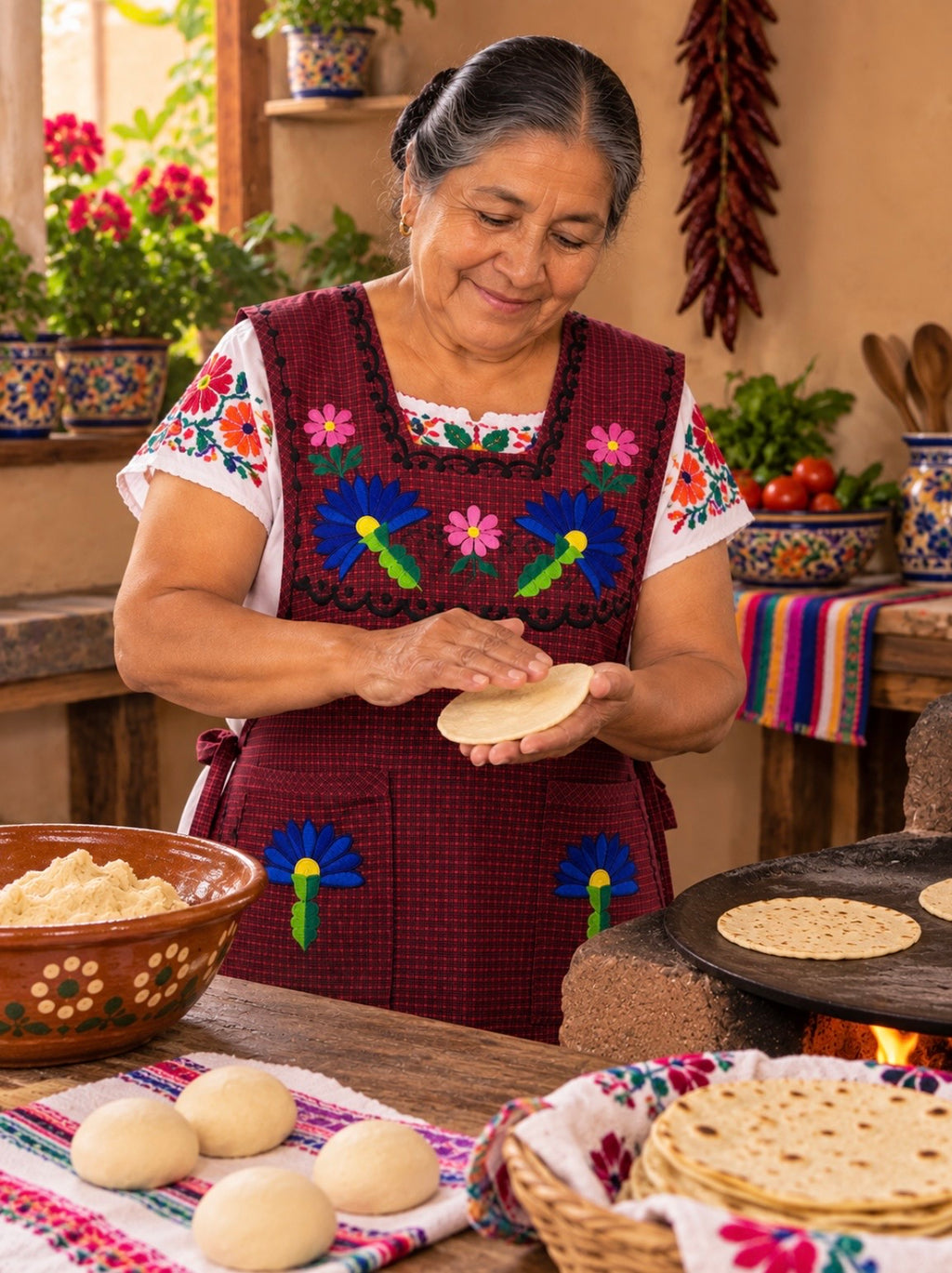 Traditional Mexican Embroidered Apron