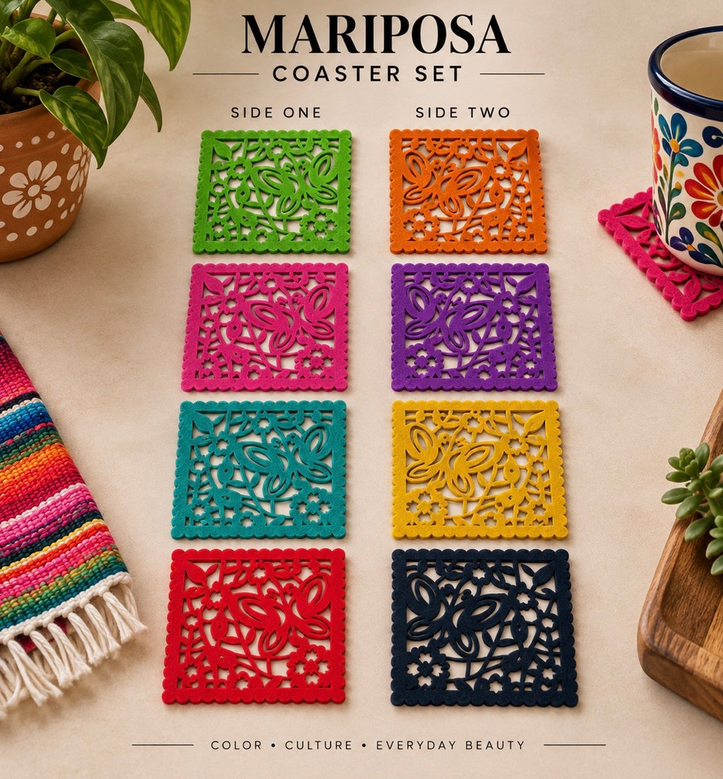 Double Sided Butterfly "Papel Picado" Coaster Set (8)