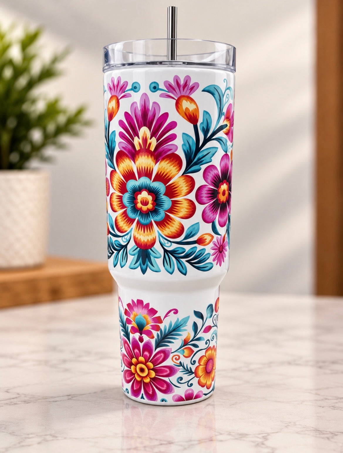 Mexican Inspired 40oz Tumbler with Handle
