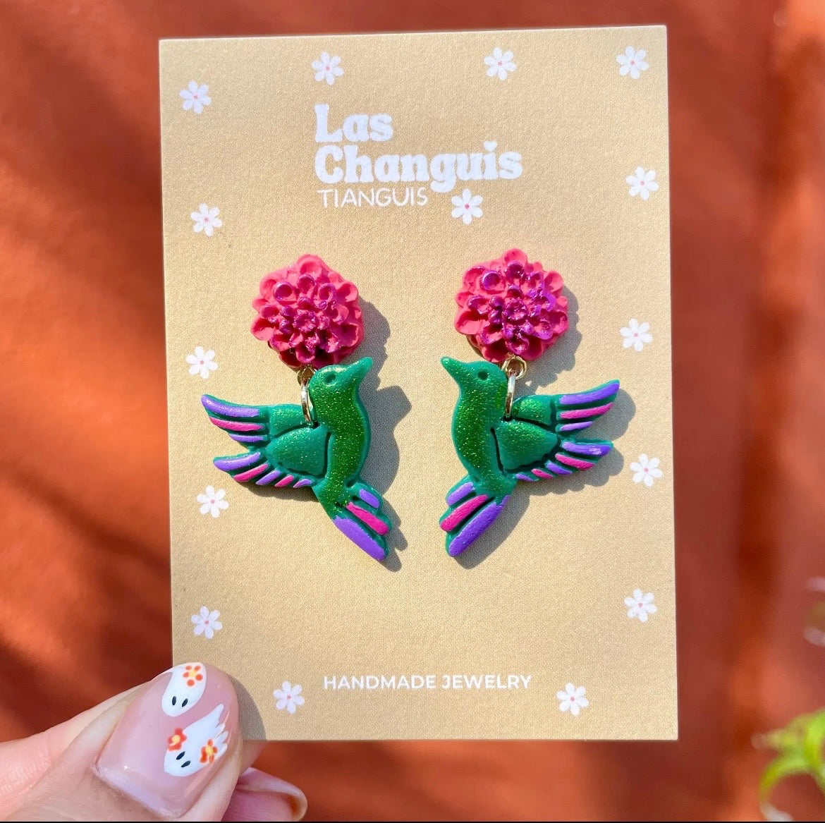 Colibri Hand painted Earrings - Dia De Los Muertos Collection