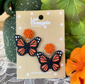 Handmade Moncarch Butterfly Earrings with Cempasúchil Flowers - Day of the Dead Collection