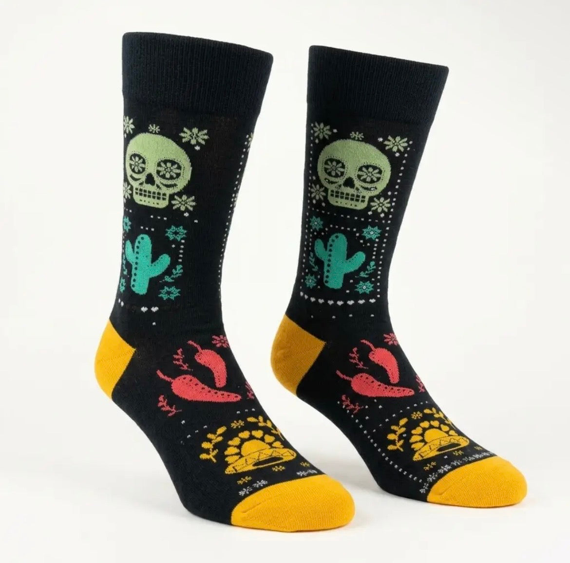 Cactus and Chili Peppers Skull Socks