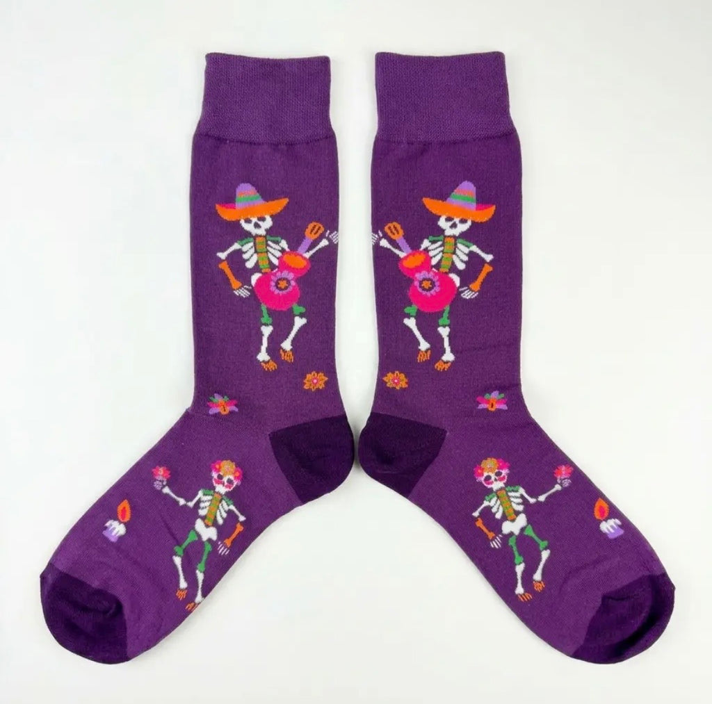 Day of the Dead Skeleton Music Socks