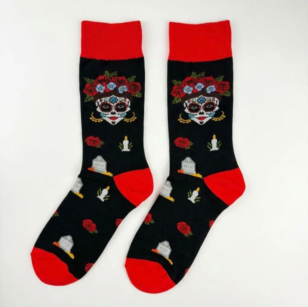 Mexico Sugar Skull Floral Socks