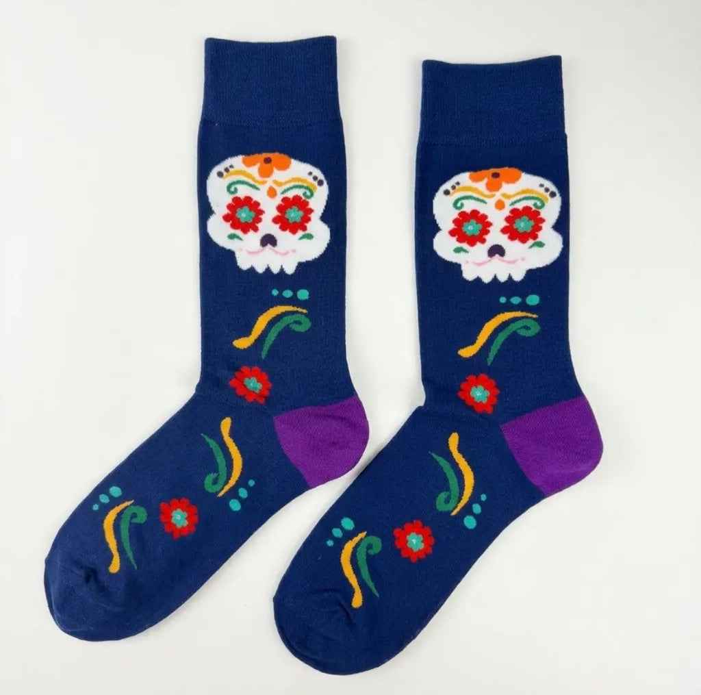 Sugar Skull Floral Socks
