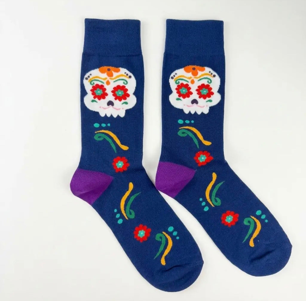 Sugar Skull Floral Socks