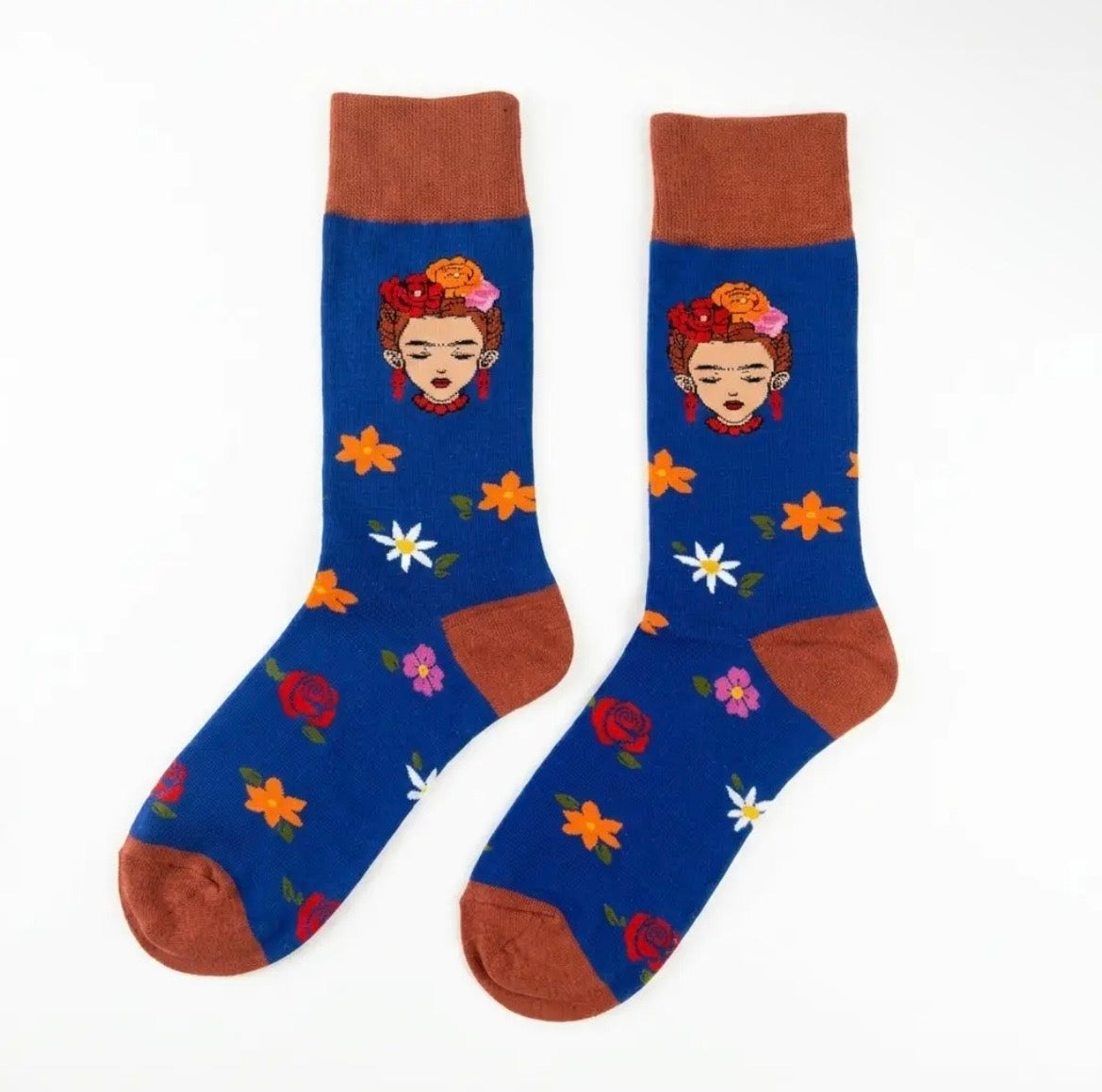 Frida Kahlo Portrait Floral Socks