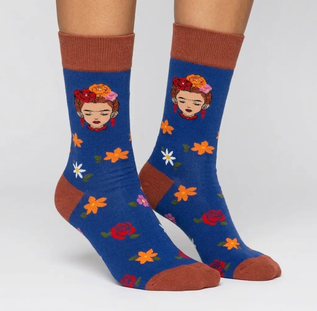 Frida Kahlo Portrait Floral Socks