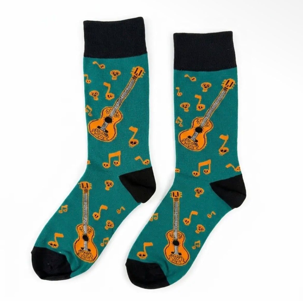 Mexican Guitar and Skull Music Socks